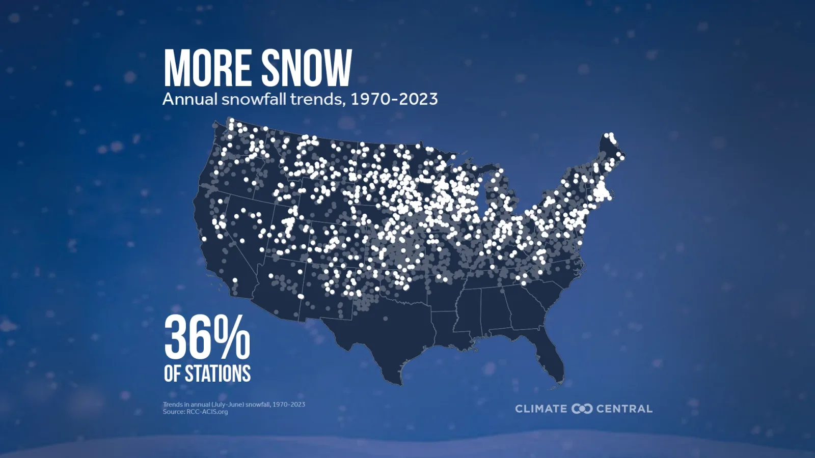Cambios en las nevadas en Estados Unidos según 50 años de datos meteorológicos