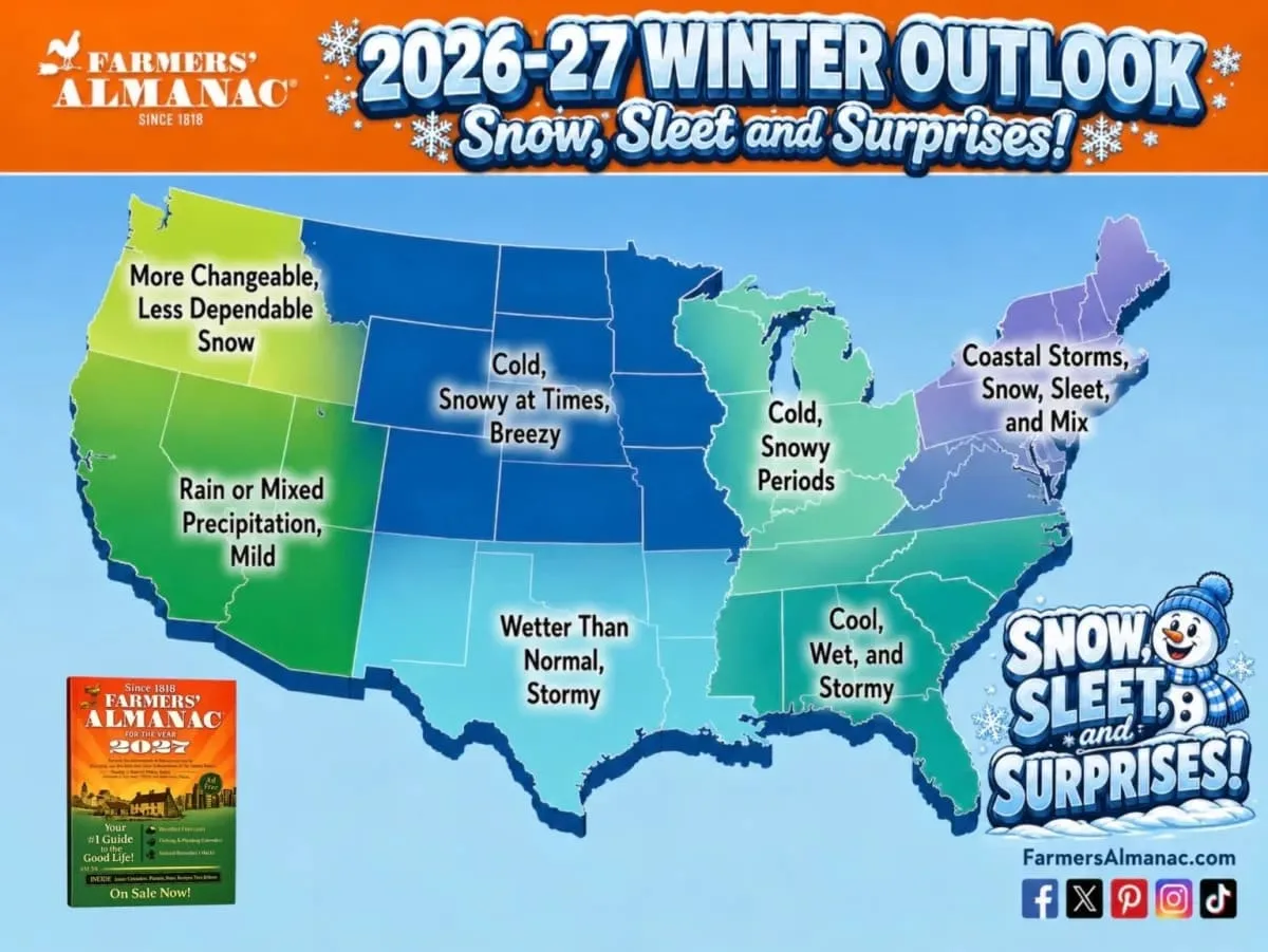 El Farmers’ Almanac regresa y anuncia su pronóstico para el invierno 2026-2027