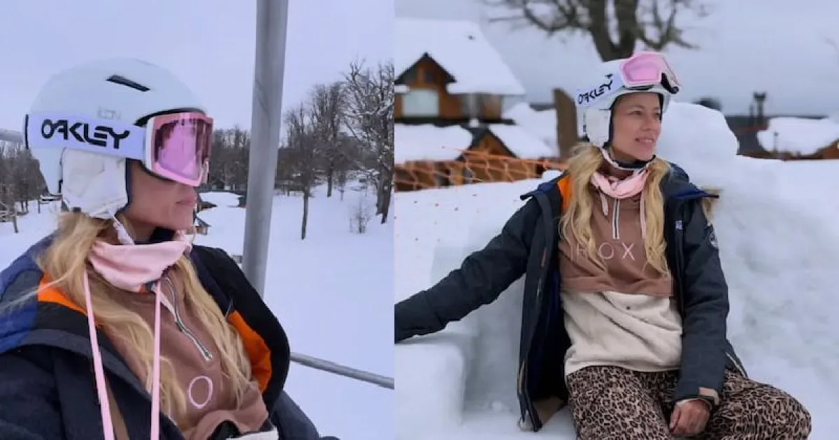 Nicole Neumann comparte un día de esquí en Chapelco con sus hijos