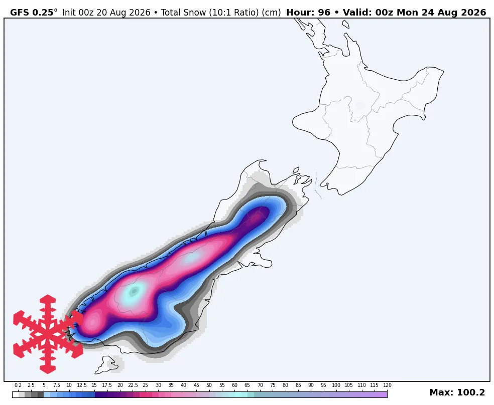 Se espera hasta 30 cm de nieve en la Isla Sur de Nueva Zelanda este fin de semana